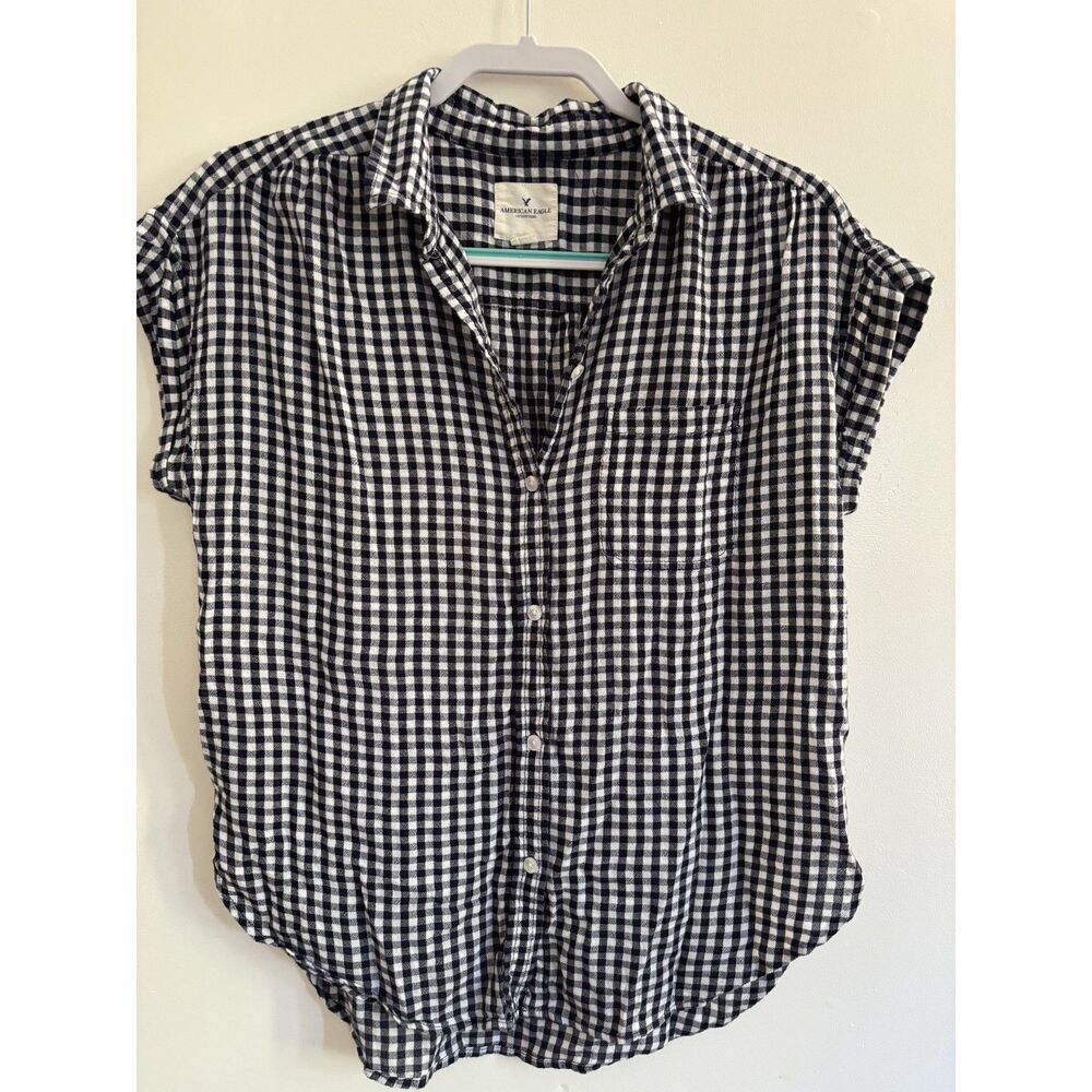 Gingham short sleeve classic navy and white from A & E
